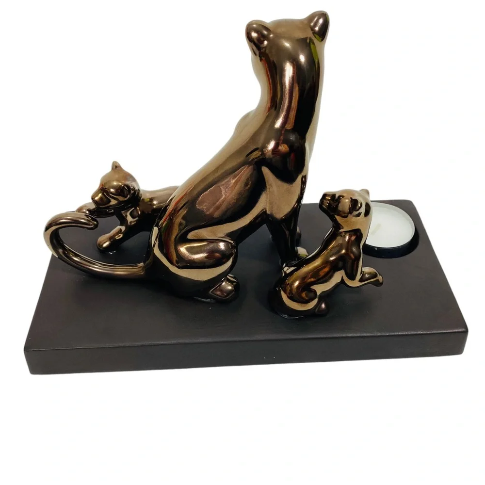Partylite lioness & cubs porcelain &‎ ceramic art sculpture votive - Picture 4 of 10